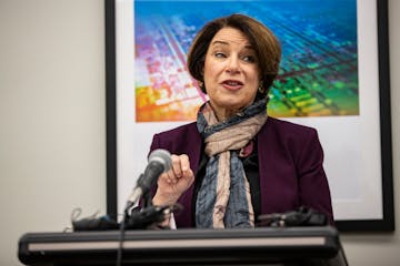 U.S. Sen. Amy Klobuchar, D-Minn., speaks during a news conference earlier this month.