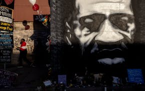 A memorial for George Floyd at 38th Street and Chicago Avenue in Minneapolis.